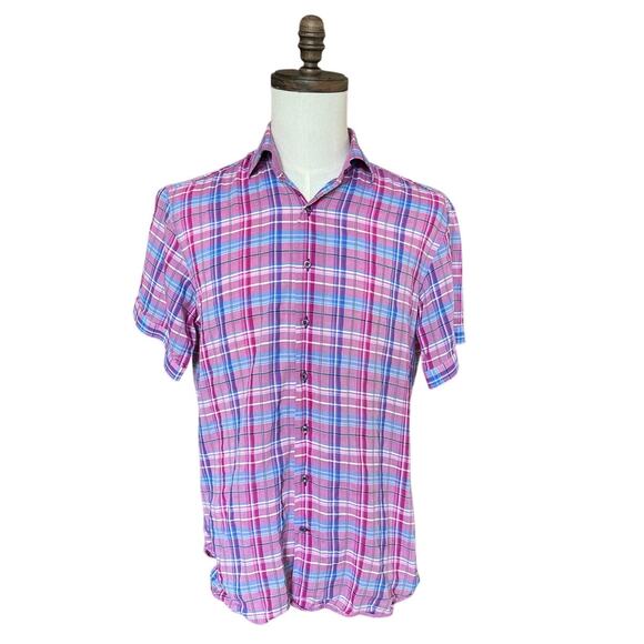 Hammer Made Short Sleeve Button Up Plaid Shirt Men's Medium Designer Details - Picture 1 of 11